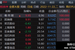 竞价排序PLUS指标 通达信副图/选股公式 当天信号不变