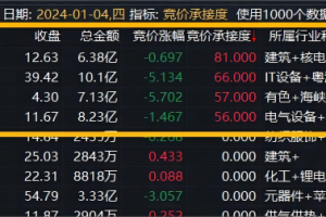 涨停牛股承接度指标 通达信集合竞价副图热点排序公式 集合竞价擒牛 助您擒获当天最强板